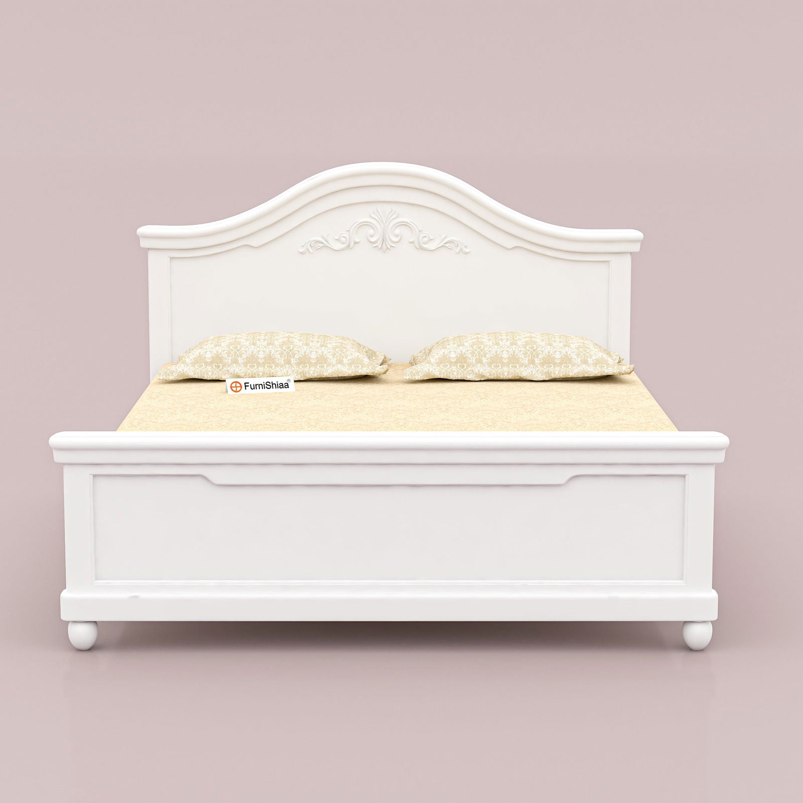 WoodCraft Simple Carving Wooden Bed - Furnishiaa -  -